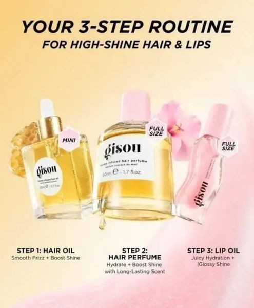 Набір для волосся та губ Gisou Honey Gloss Hydrating Trio 000027 фото