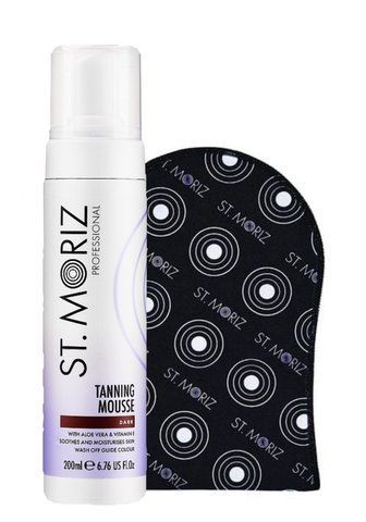 Набір для автозасмаги рукавичка + мус St.Moriz Tanning Mousse відтінок Dark, 200 мл  000090 фото