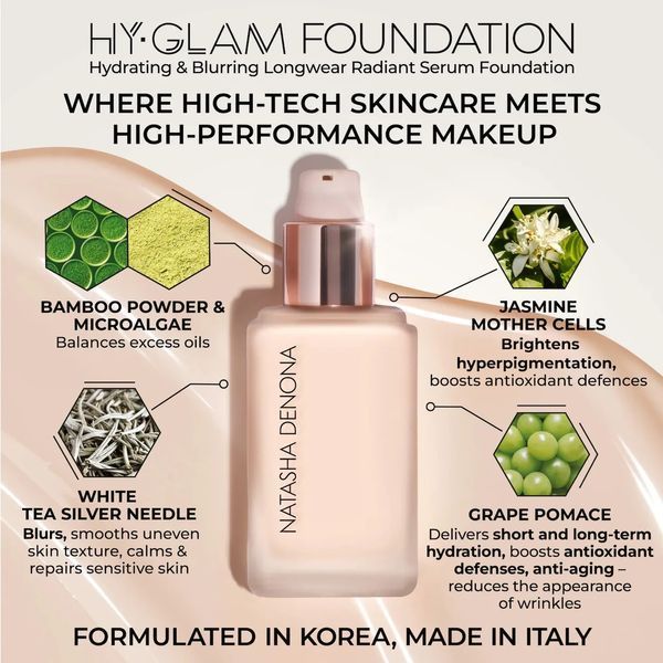 Тональний крем NATASHA DENONA  Hy-Glam Foundation Hydrating & Blurring Luminous Longwear Serum  відтінок 2N, 30 мл 2916262446 фото