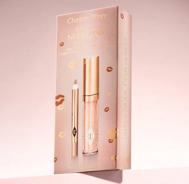 Набір для губ Charlotte Tilbury Glossy Nude Pink Lip Duo (Iconic Nude / Pillow Talk)  000123 фото