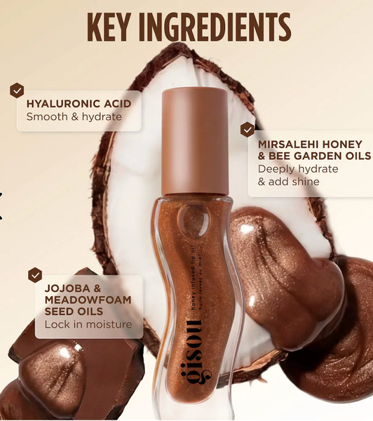 Масло для губ Gisou Honey Infused Hydrating Lip Oil, оттенок Coco Cacao 000138 фото